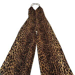 Norma Kamali Low Back Pantera Animal Print Slip Jumpsuit Women's Small S 36